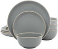Gibson Home Rockaway 12-Piece Stoneware Dinnerware Set, Matte Finish