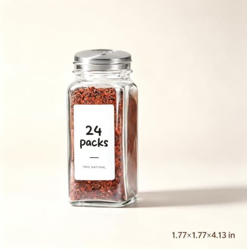 Glass Spice Jars with Shaker Lids 4 Oz 24 Pack Small Square