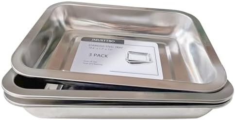 3Pcs Stainless Steel Breading Trays Set, Breading Dishes for Chicken