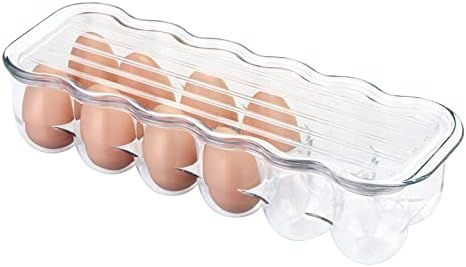 mDesign Stackable Covered Egg Holder, 12 Eggs, Clear