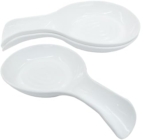 White Plastic Spoon Rest Set, 4Pcs