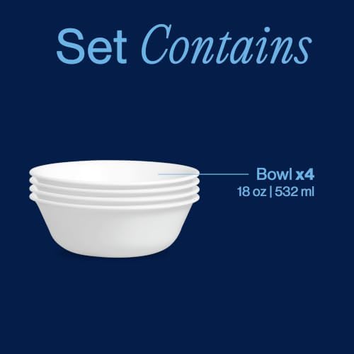 Corelle Vitrelle 4-Pieces 18-Oz Soup/Cereal Bowls Chip & Crack