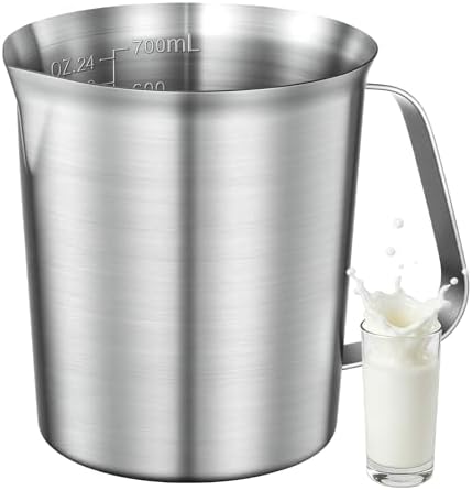 Stainless Steel Metal Measuring Cup w/Handle for Coffee Milk,24oz