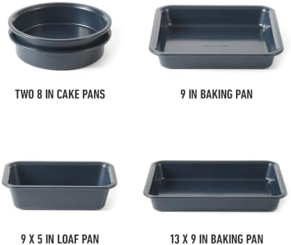 Calphalon Legacy 10-Pieces Nonstick Bakeware Set PFOA-Free, Baking Sheet Set, Baking Pans Set, Carbon Steel Bakeware Pans Collection, High-Heat Oven Safe, for Cookies, Cakes, and Muffins -Navy Blue
