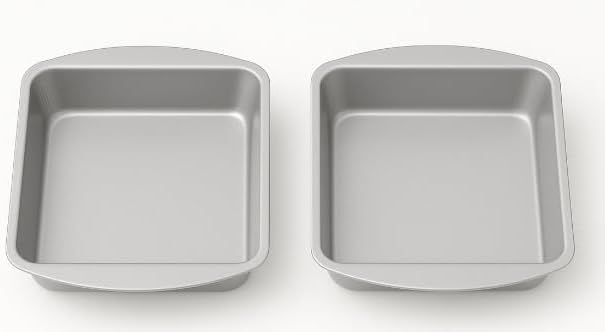 Square Metal Cake Pans, Silver Aluminum Bakeware Set, 2 Piece Baking