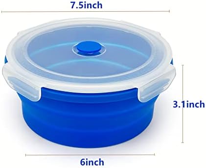 Collapsible Lunch Bowl With Lid, Camping Bowls with Spoon, Silicone