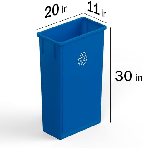 23 Gallon Rectangular Slim Trash Can, Blue