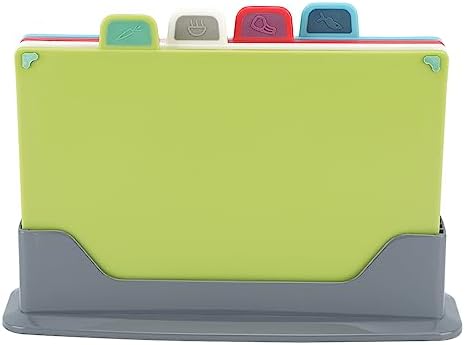 Flexible Plastic Cutting Board Set - 4 Color Coded Boards with Rubber