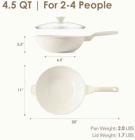 SENSARTE Nonstick Ceramic Wok Pan with Lid, 11Inch Non Toxic Stir-fry Pan