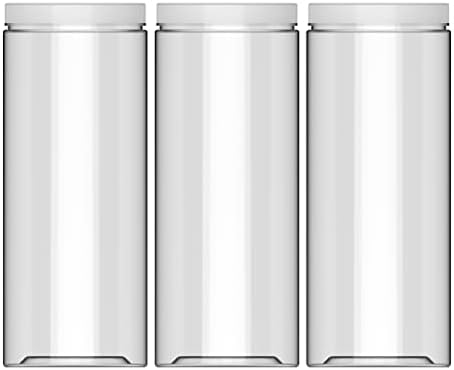 60oz (1780 ml,3 Pack) Clear Tall Plastic Storage Jar with Lid, Round