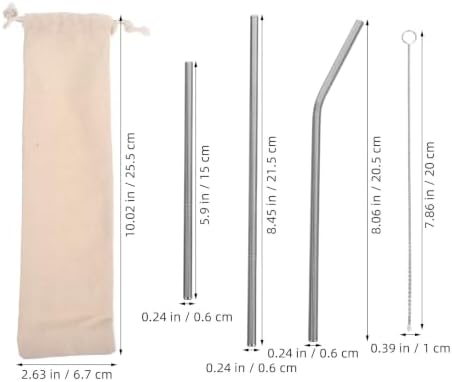 Drinking Straws Set with Cleaning Brushes and Case Stainless Steel