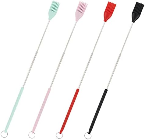 Silicone Pastry Brush Set Long Handle with Retractable 4 Piece