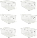 6 Pack Thick Clear Stackable Storage Bins, Cabinet Organizer, Plastiic