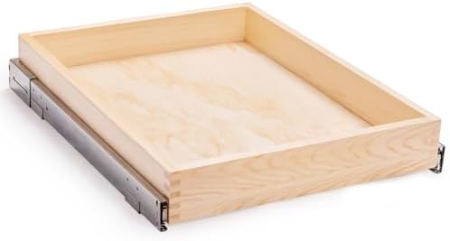 Mulush 26''W x 21''D x 3''H Pull Out Cabinet Drawer Soft Close Slide Out Wood Organizer for Kitchen, Finished, Bottom and Side Assembly (Wood Drawer Part Width is 25inch)