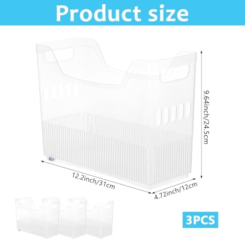 3 Pcs Freezer Organizer Bins with Wheel Clear Plastic Pantry Organizer