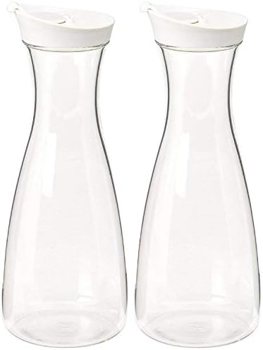 2 Pack - Large White (clear) Plastic Carafe Pitcher -Acrylic -BPA Free