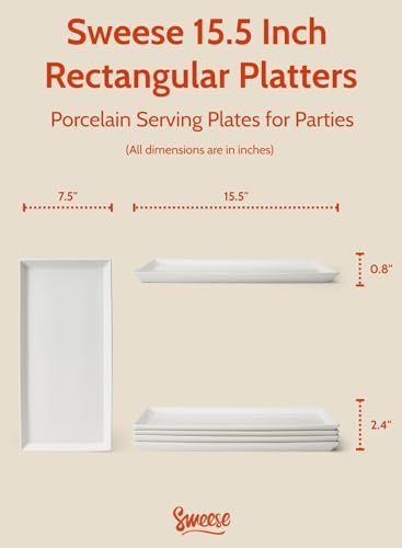 Sweese White Serving Platters, Porcelain Serving Trays for Parties