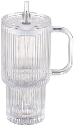 15oz Glass Cup With Lid And Straw, Reusable Iced Coffee Cup, Suitable