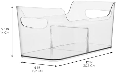 iDesign Divided Fridge Organizer Bin with Handles, Clear