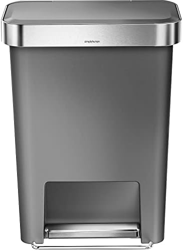 simplehuman Rectangular Step Trash Can, 45 Liter, Grey