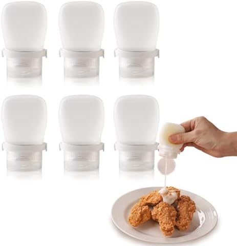 6 Pack Silicone Condiment Squeeze Bottles Small Salad Dressing Bottles