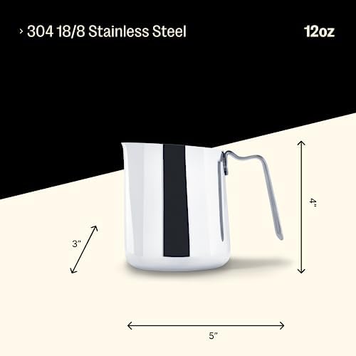 Fellow Eddy Milk Frothing Pitcher 12 oz, Fluted Spout for Latte Art