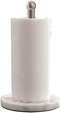 Paper Towel Holder with Marble Base, Brushed Nickel
