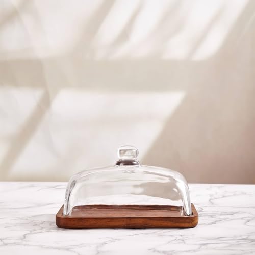 butter dish with lid, glass airtight lid keeps butter soft, for