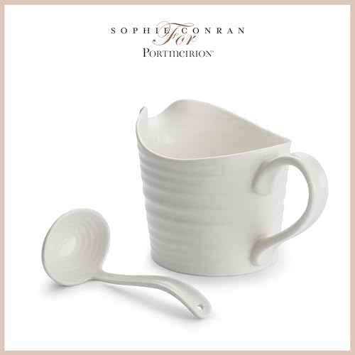 Portmeirion Sophie Conran Mini Sauce Jug & Ladle Set, 1 Pint - White