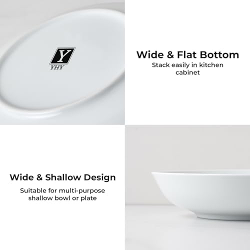 Y YHY 9" Pasta Bowls, 40oz Large Salad Bowls Set of 6, Wide Shallow
