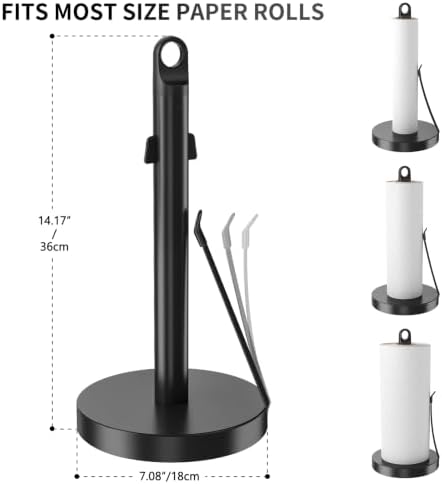 Jesginboo Countertop Paper Towel Holder, Black