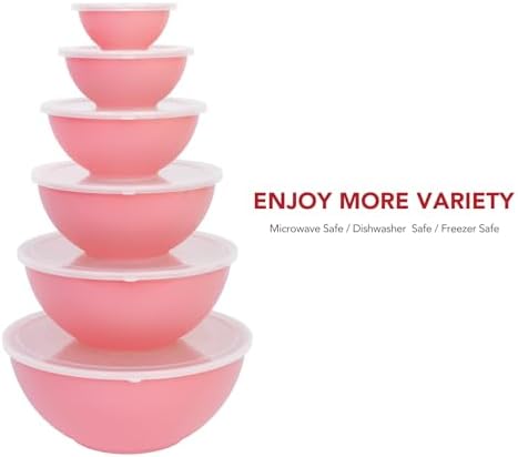 BoxedHome BPA Free Plastic Round Mixing Bowl with Lids, 12 Pack