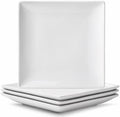Square Appetizer Plates Set of 4, 8" Porcelain Dessert Plate