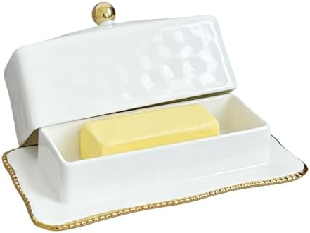 HAN SHENG Elegant Ceramic Covered Butter Dish with Lid Butter Storage