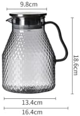 Water Pitcher Metal-Lid Cold Water Pitcher Acrylic Jug Glass Pot(Gris)