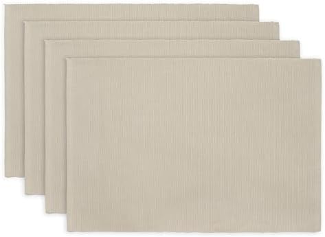 PurpleEssences Solid Ribbed Placemats 13x19 in Set of 4 - Natural