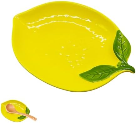 Lemon Spoon Rest for Stove Top, 6 x 4.2 Inch Ceramic Spoon Rest