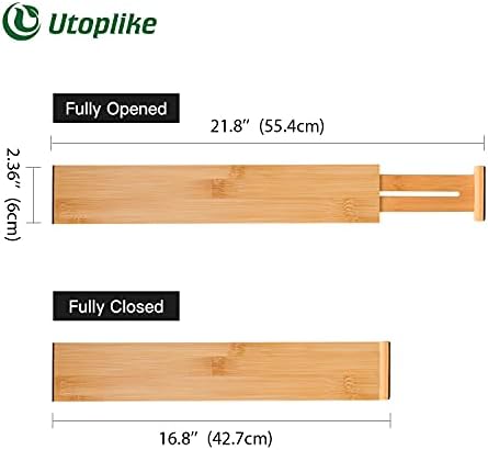 Utoplike 4 pcs Bamboo Kitchen Drawer Dividers Cutlery Tray Silverware
