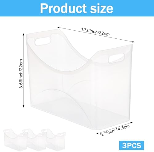 3 Pcs Freezer Organizer Bins with Handle 13"x6"x9" Tall Narrow Kitchen