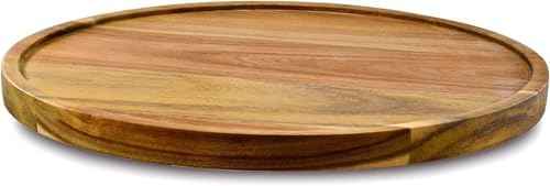 10" Acacia Wood Lazy Susan Organizer Kitchen Turntable for Cabinet Pantry Table Organization