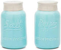 Fox Run Ceramic Mason Jar S&P Shakers, Salt and Pepper, Blue