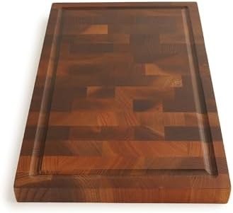 BOUMBI Zelkova End-Grain Cutting Board, 16.9" x 10.4" x 1.2"