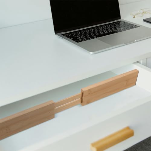 2pcs Adjustable Bamboo Drawer Dividers, Expandable Kitchen Organizers