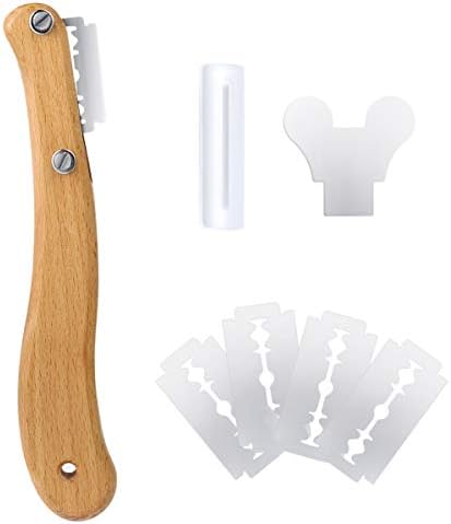 Healeved Bread Lame Dough Scoring Tool Van Wooden Handle 5 Blades