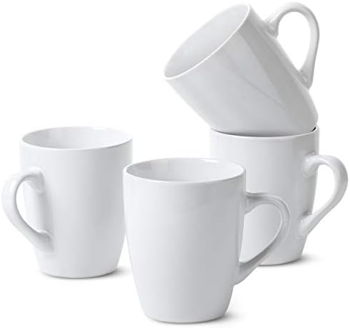 BTaT- Porcelain Coffee Mugs Set, 4 Pack, 12oz, White Ceramic Cups