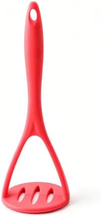 Potato Masher Silicone Set, 10.4 Inch Non-Scratch Kitchen Tool (RED)