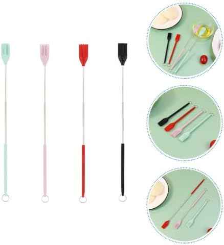 4pcs Silicone Pastry Brush Set with Stainless Steel Retractable Handle