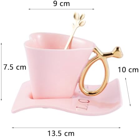 135 ml / 4.56 oz Porcelain Espresso Cups Heart-Shaped Cup Mug with