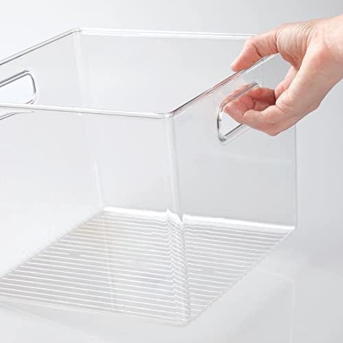 mDesign Plastic Modern Storage Organizer Bin Basket with Handles