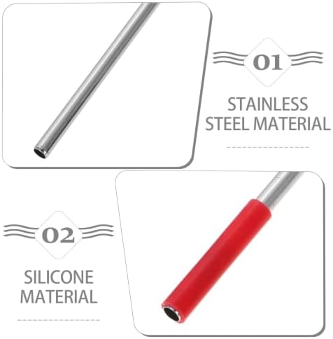 Portable Reusable Stainless Steel Metal Drinking Straws Set with Red